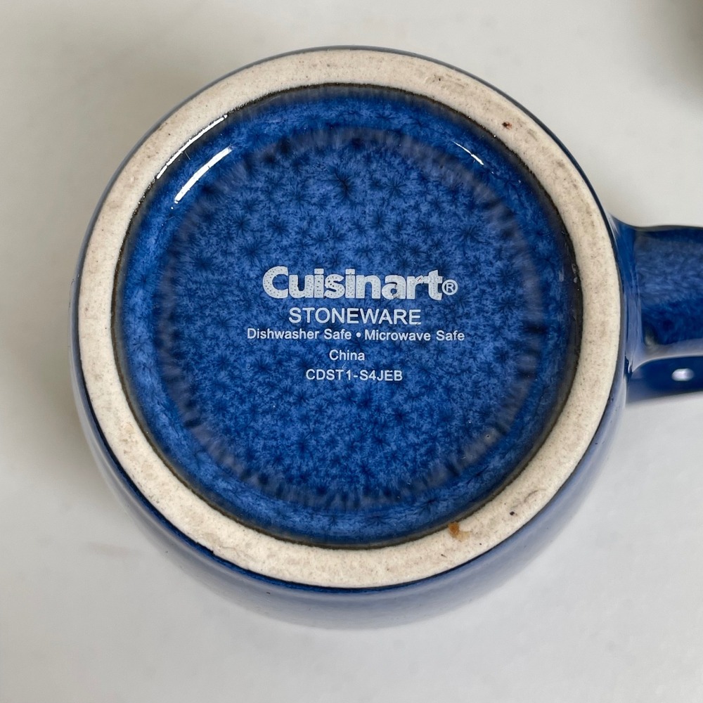 Cuisinart Jenna Blue Stoneware Set of 2 Coffee Mugs Speckled Farmhouse Rustic - Picture 5 of 6